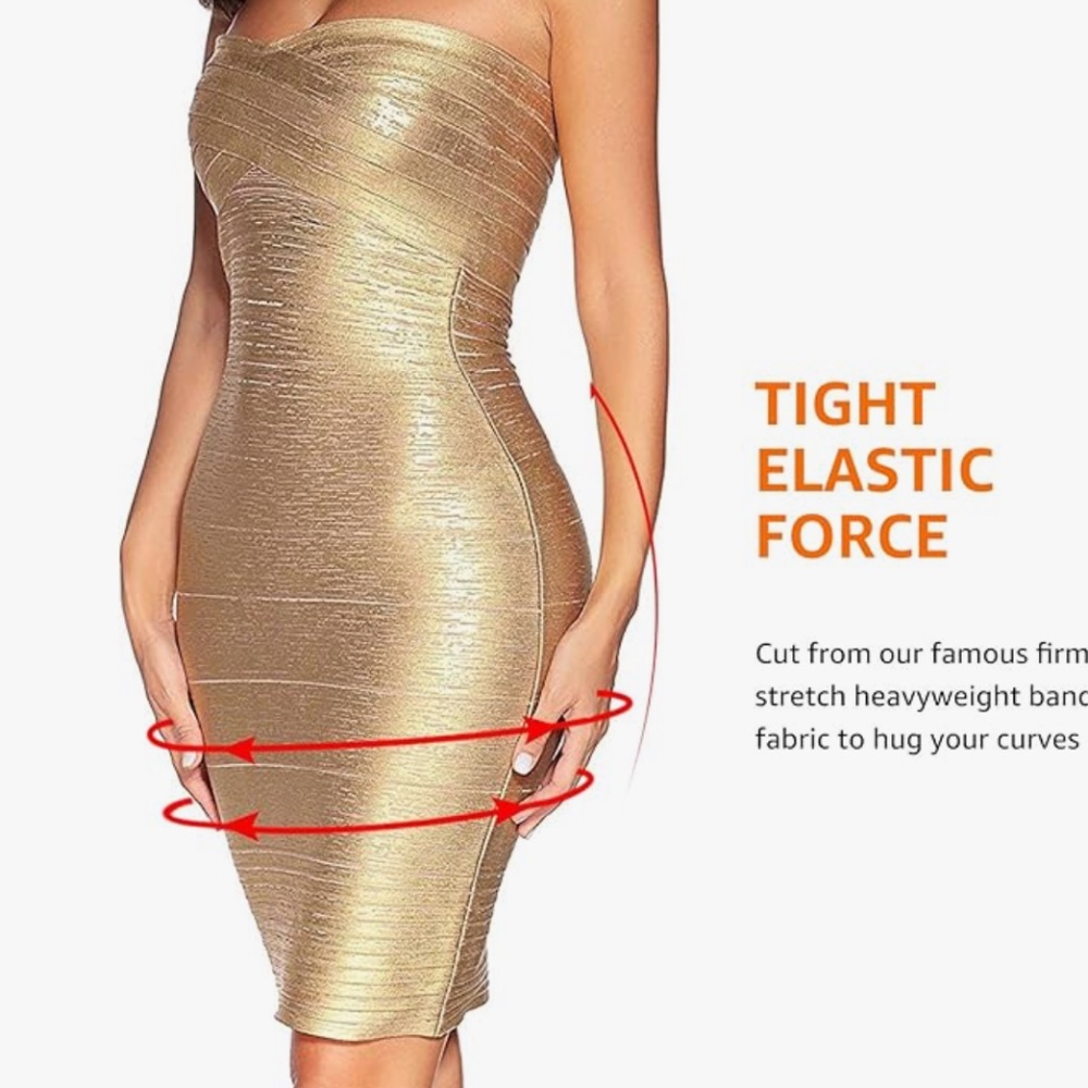 Sexy Gold Bandage Strapless Dress